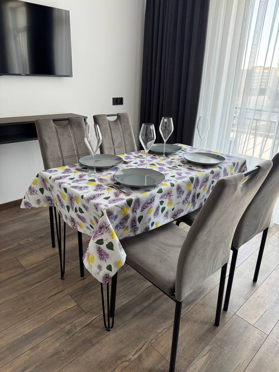 Linen waterproof tablecloth with Teflon, Geometry collection,  luxury quality (custom or standard size)