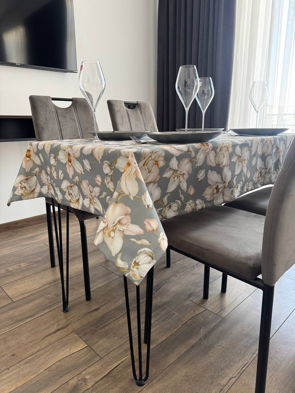 Linen waterproof tablecloth with Teflon, Geometry collection,  luxury quality (custom or standard size)