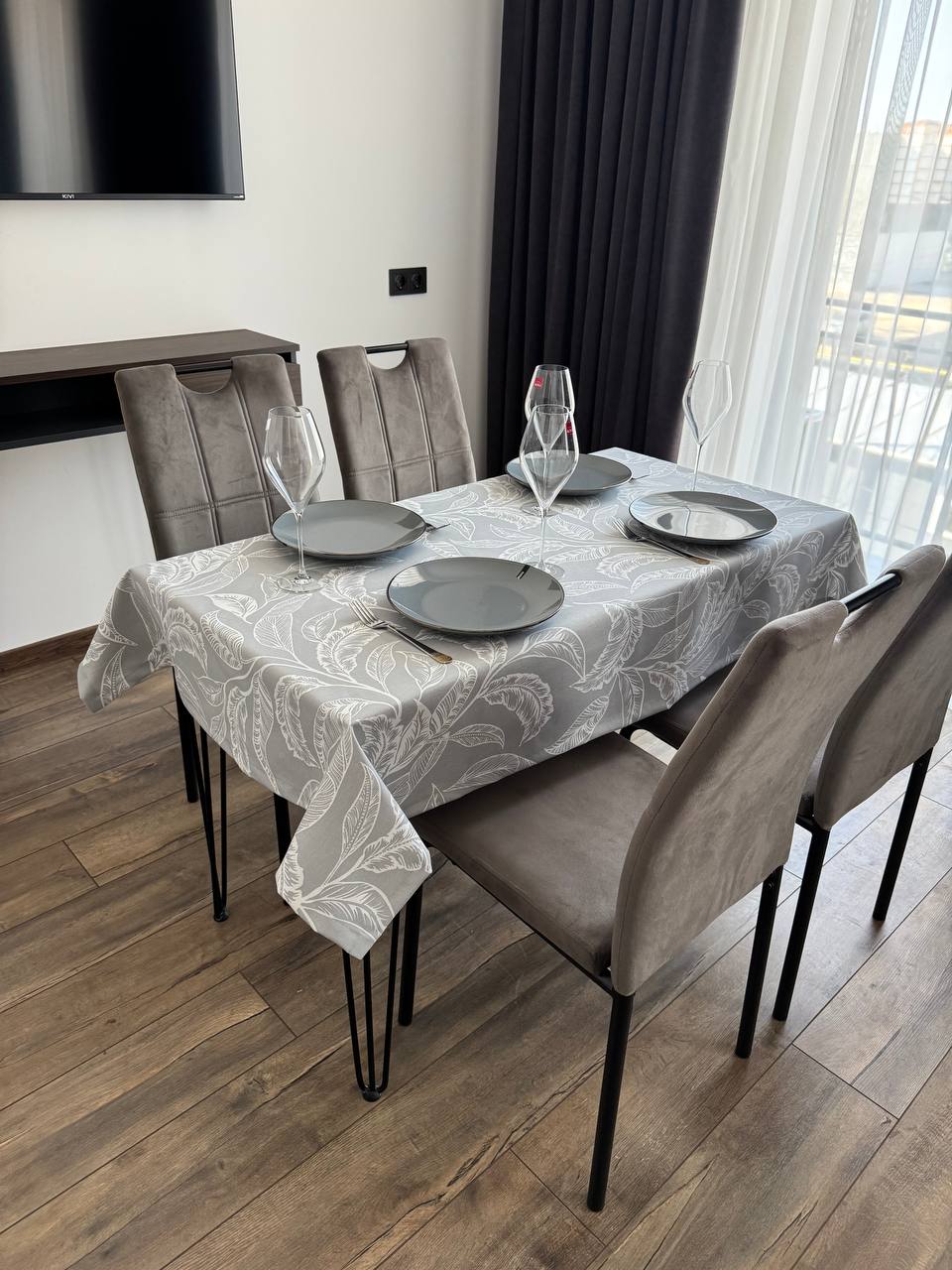 Linen waterproof tablecloth with Teflon, Geometry collection,  luxury quality (custom or standard size)