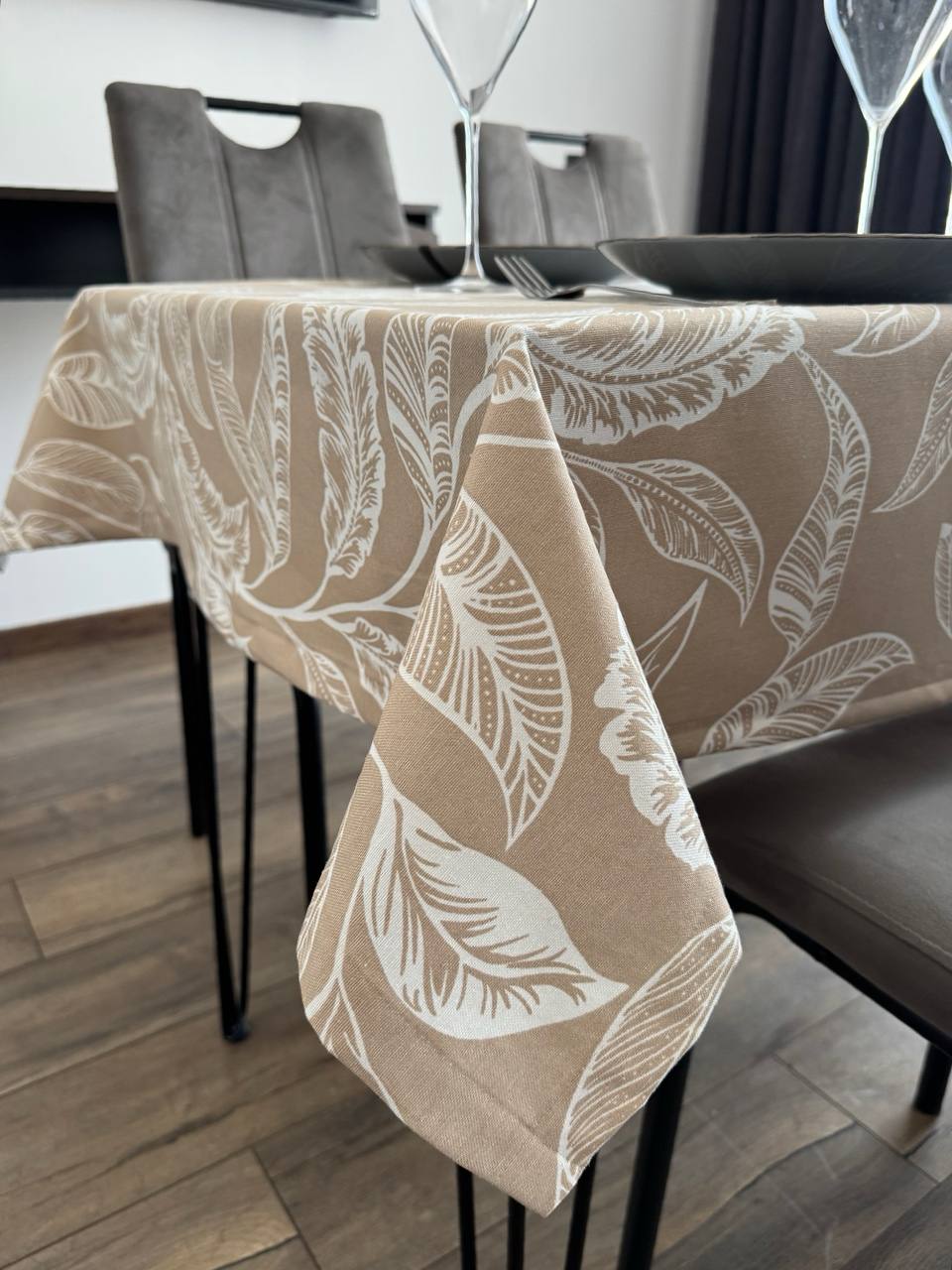 Linen waterproof tablecloth with Teflon, Geometry collection,  luxury quality (custom or standard size)