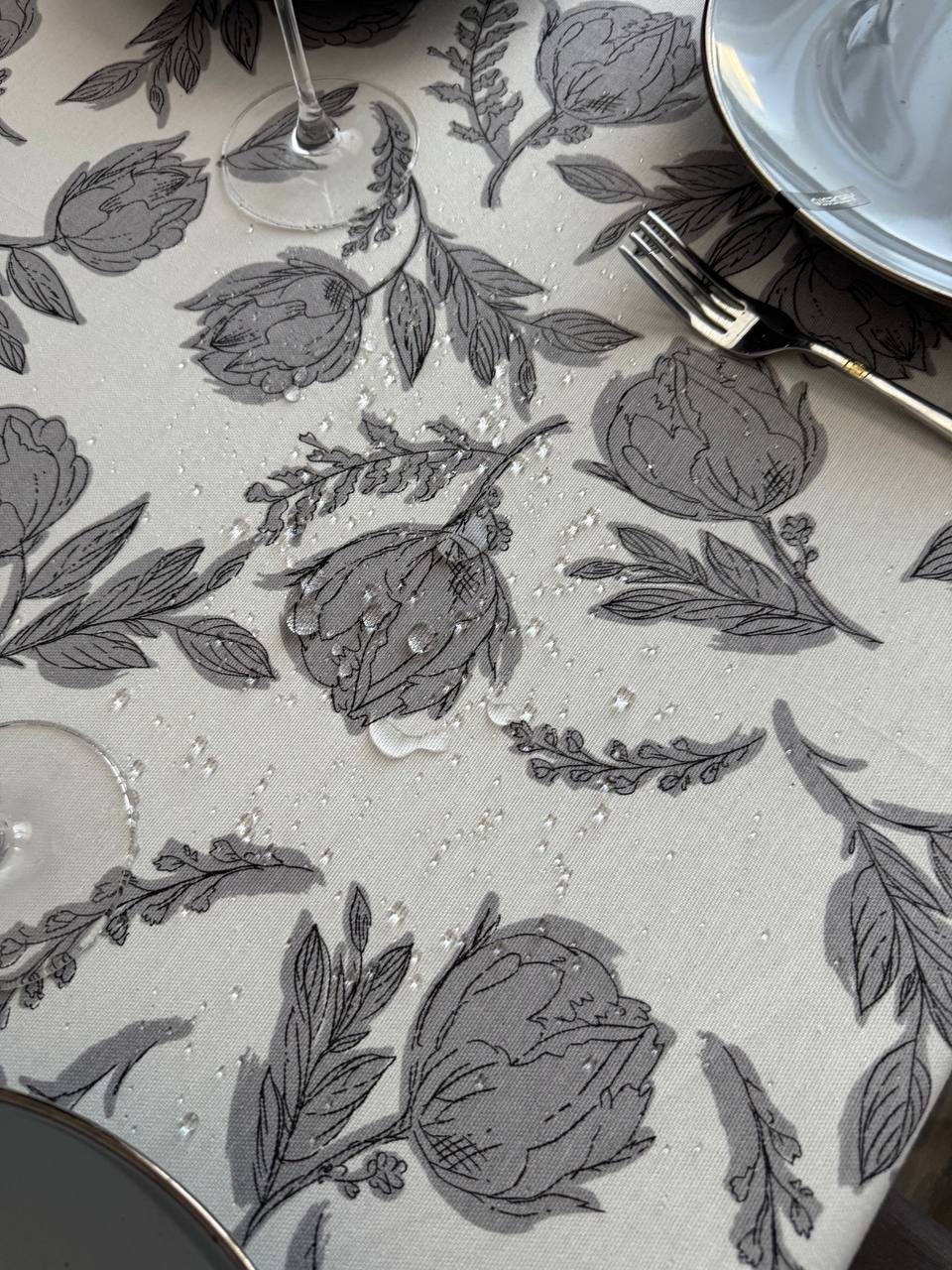 Linen waterproof tablecloth with Teflon, Geometry collection,  luxury quality (custom or standard size)