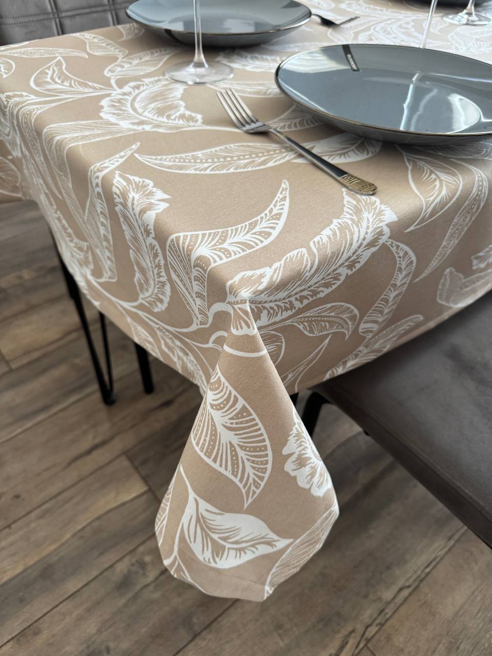 Linen waterproof tablecloth with Teflon, Geometry collection,  luxury quality (custom or standard size)
