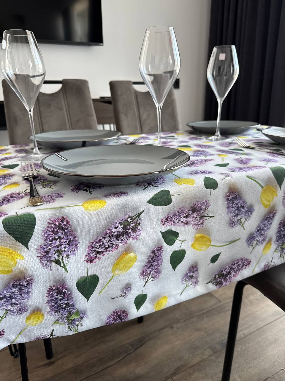 Linen waterproof tablecloth with Teflon, Geometry collection,  luxury quality (custom or standard size)