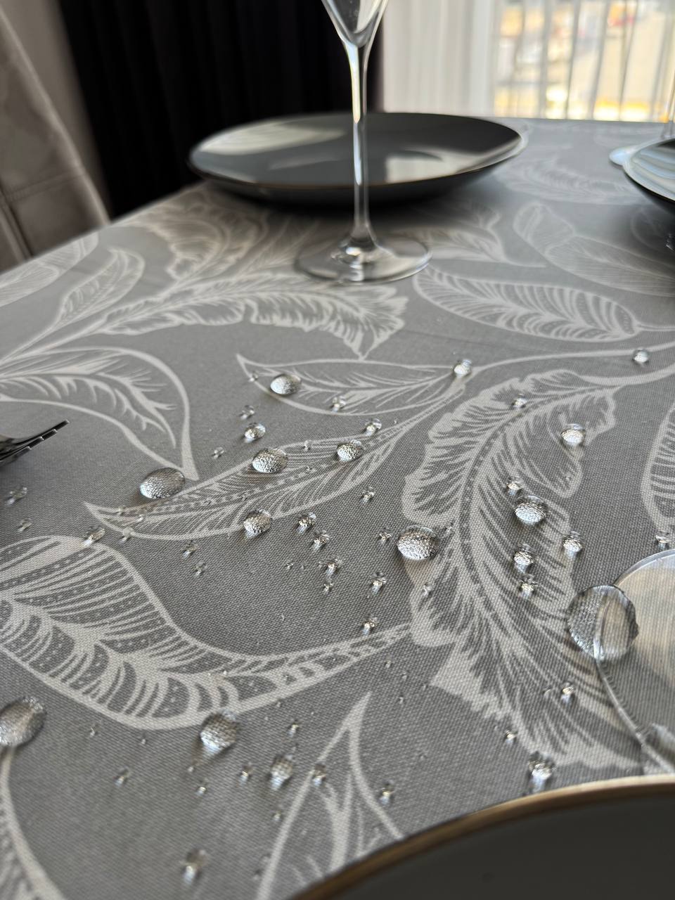 Linen waterproof tablecloth with Teflon, Geometry collection,  luxury quality (custom or standard size)