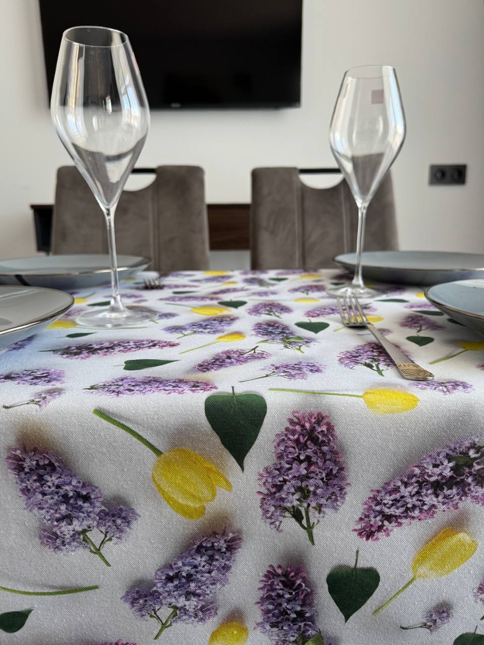 Linen waterproof tablecloth with Teflon, Geometry collection,  luxury quality (custom or standard size)
