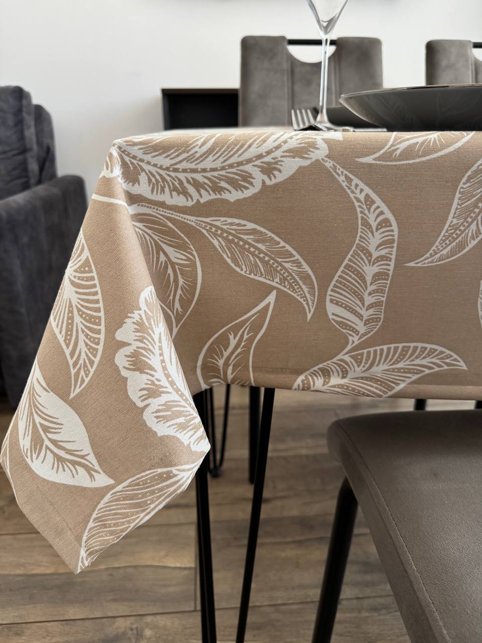 Linen waterproof tablecloth with Teflon, Geometry collection,  luxury quality (custom or standard size)