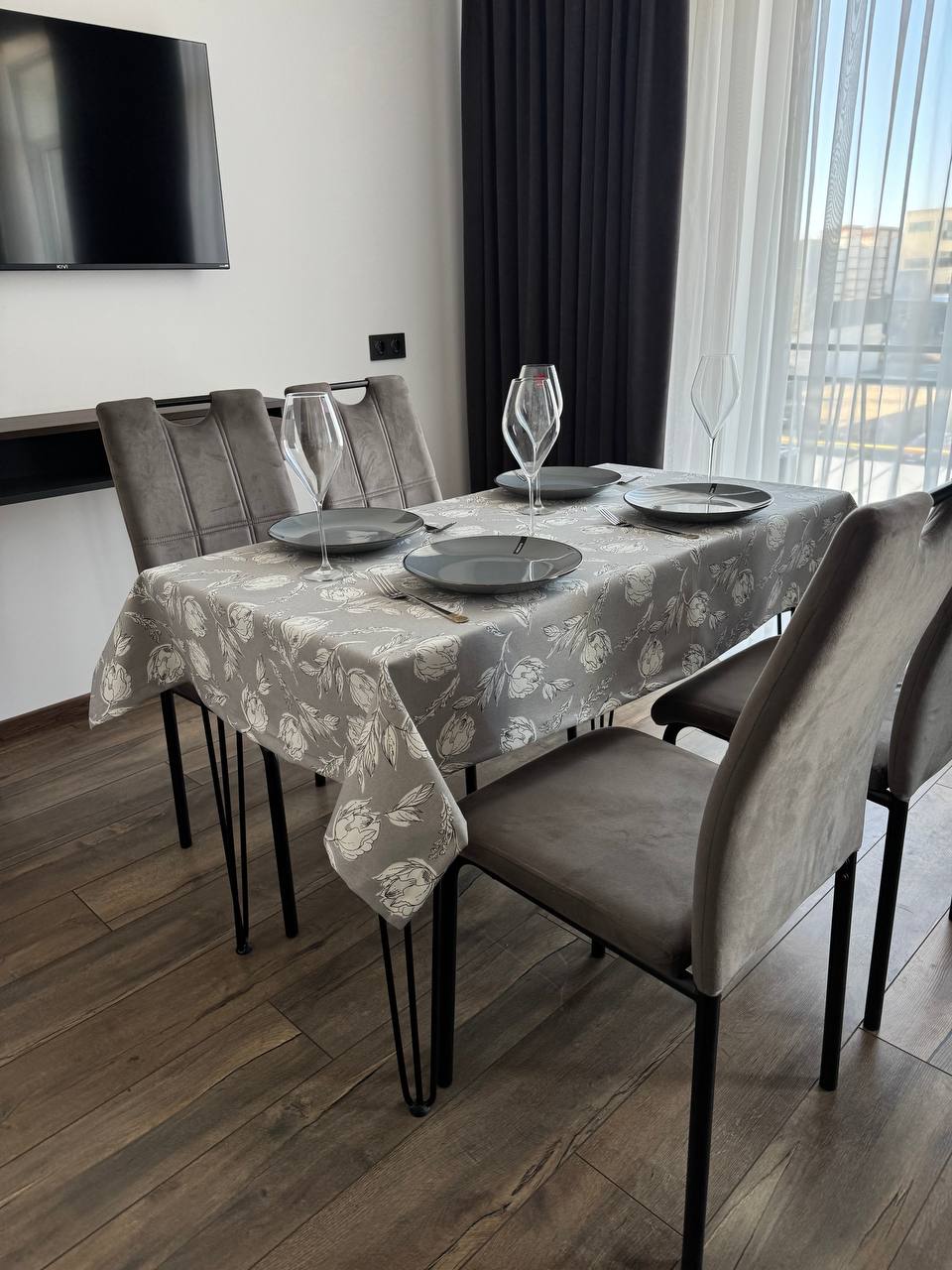Linen waterproof tablecloth with Teflon, Geometry collection,  luxury quality (custom or standard size)