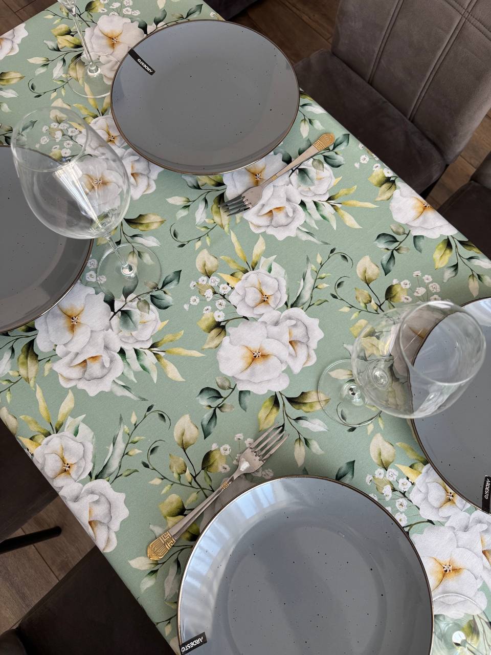 Linen waterproof tablecloth with Teflon, Geometry collection,  luxury quality (custom or standard size)