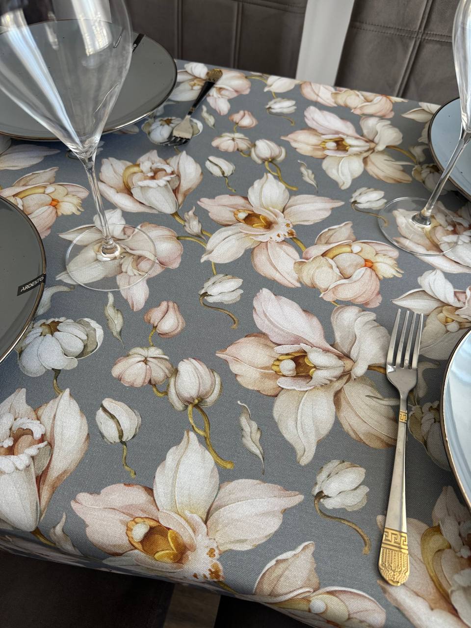 Linen waterproof tablecloth with Teflon, Geometry collection,  luxury quality (custom or standard size)