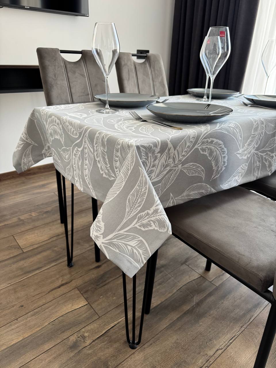 Linen waterproof tablecloth with Teflon, Geometry collection,  luxury quality (custom or standard size)