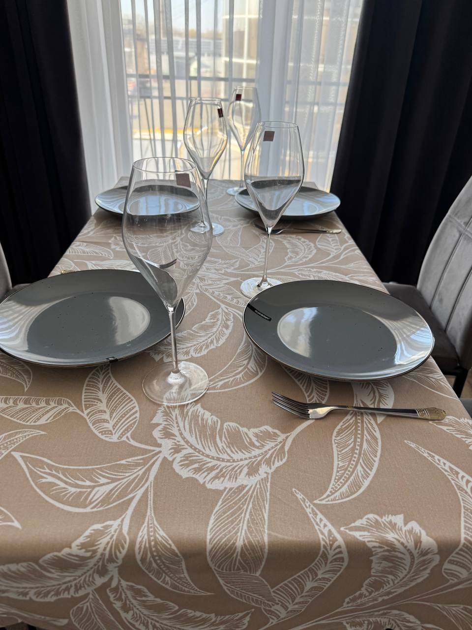 Linen waterproof tablecloth with Teflon, Geometry collection,  luxury quality (custom or standard size)