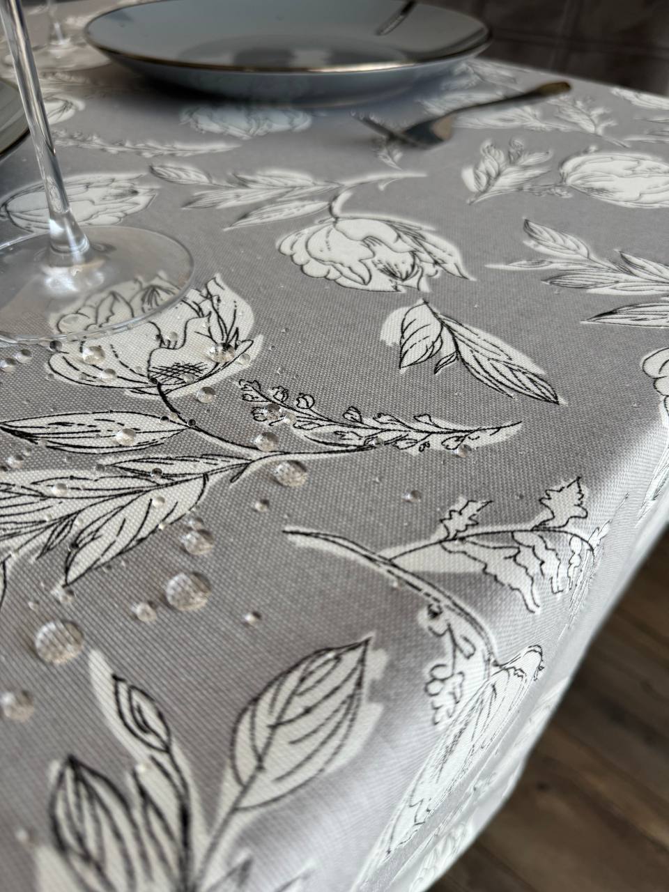Linen waterproof tablecloth with Teflon, Geometry collection,  luxury quality (custom or standard size)