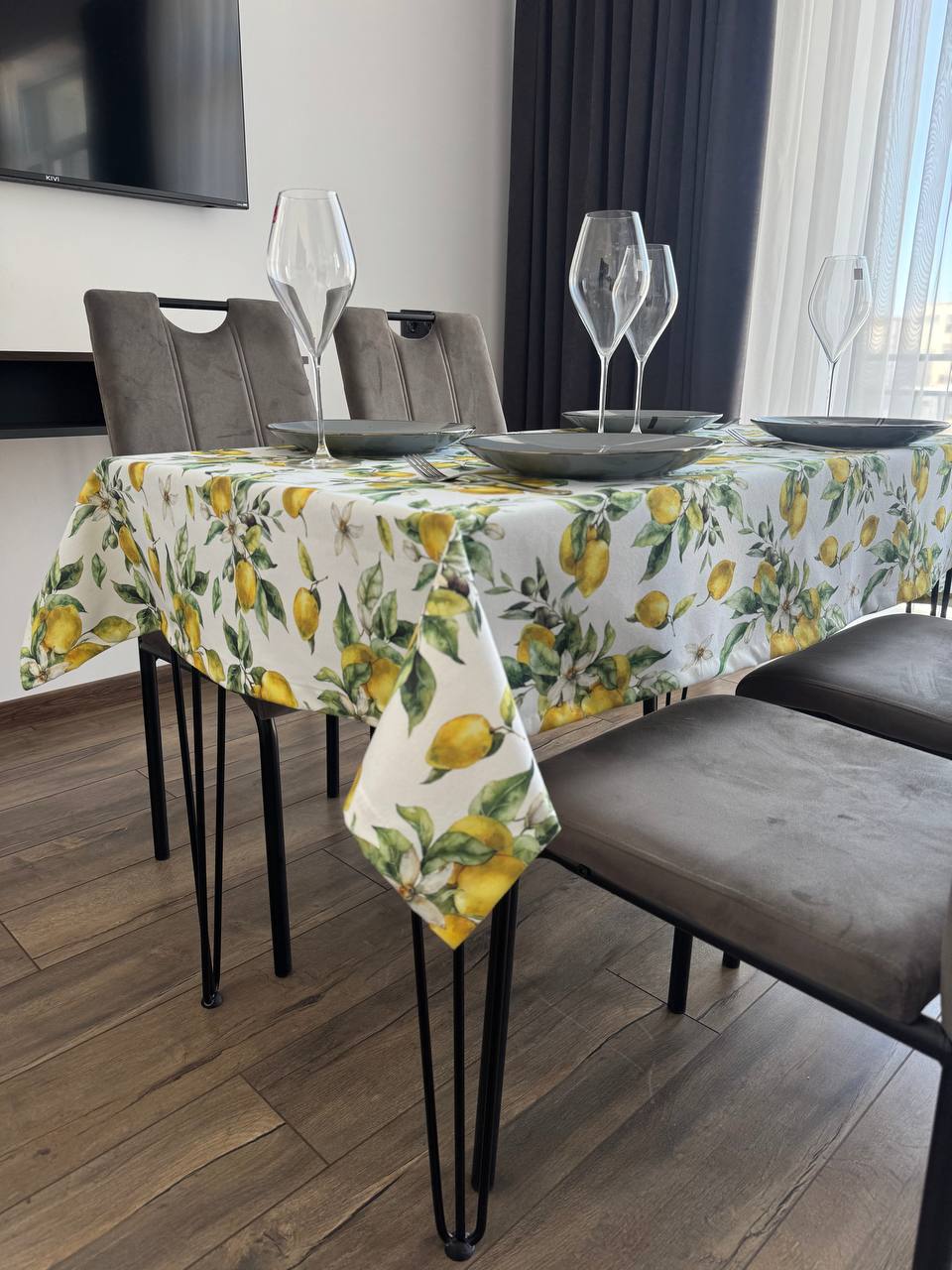 Linen waterproof tablecloth with Teflon, Geometry collection,  luxury quality (custom or standard size)