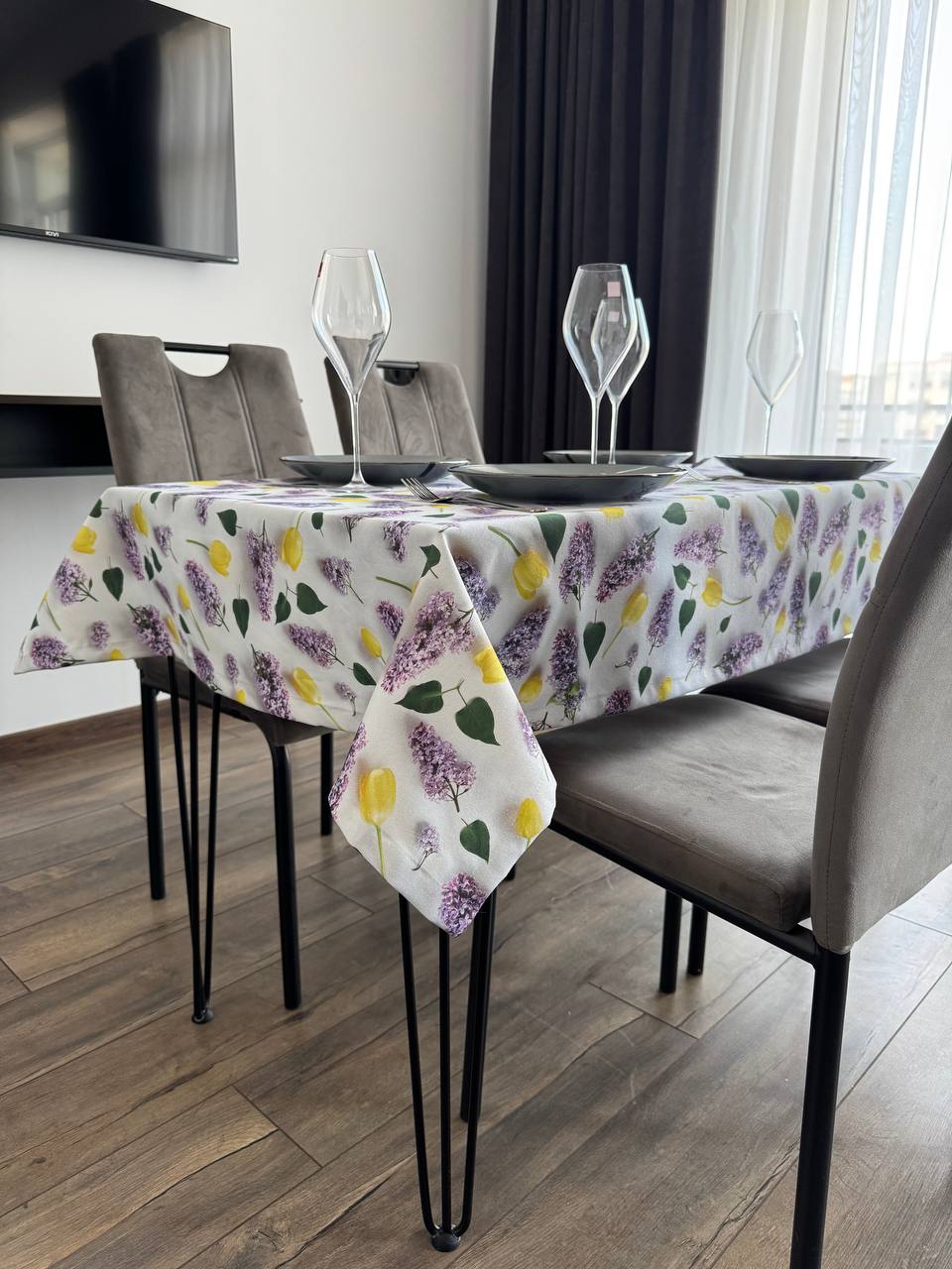 Linen waterproof tablecloth with Teflon, Geometry collection,  luxury quality (custom or standard size)