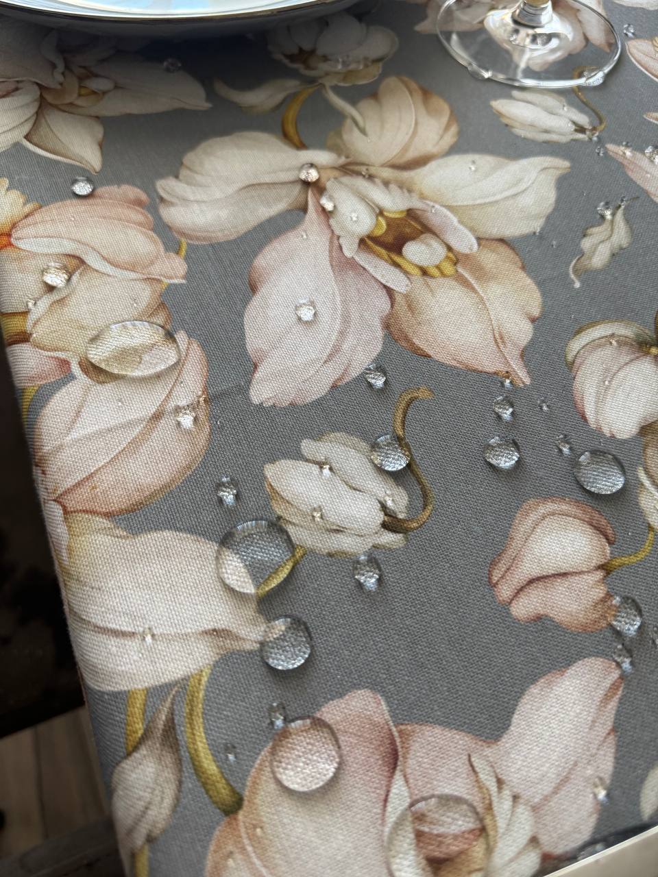 Linen waterproof tablecloth with Teflon, Geometry collection,  luxury quality (custom or standard size)