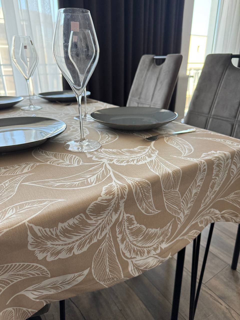 Linen waterproof tablecloth with Teflon, Geometry collection,  luxury quality (custom or standard size)