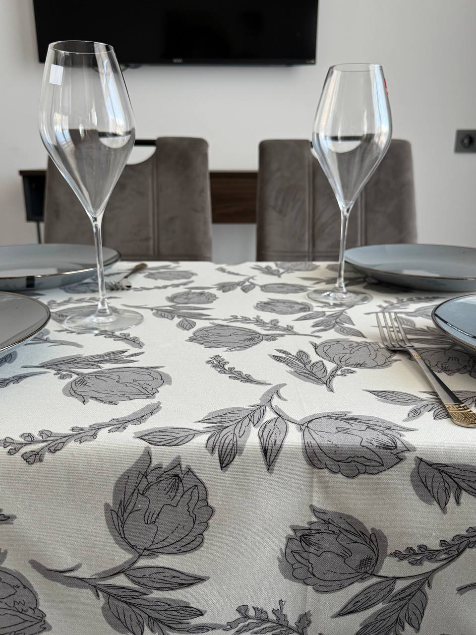Linen waterproof tablecloth with Teflon, Geometry collection,  luxury quality (custom or standard size)