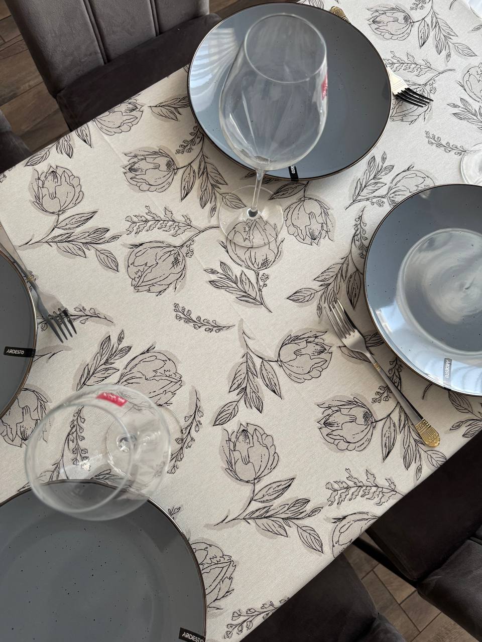Linen waterproof tablecloth with Teflon, Geometry collection,  luxury quality (custom or standard size)
