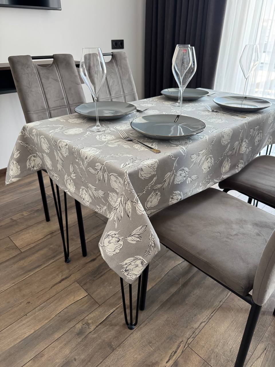 Linen waterproof tablecloth with Teflon, Geometry collection,  luxury quality (custom or standard size)