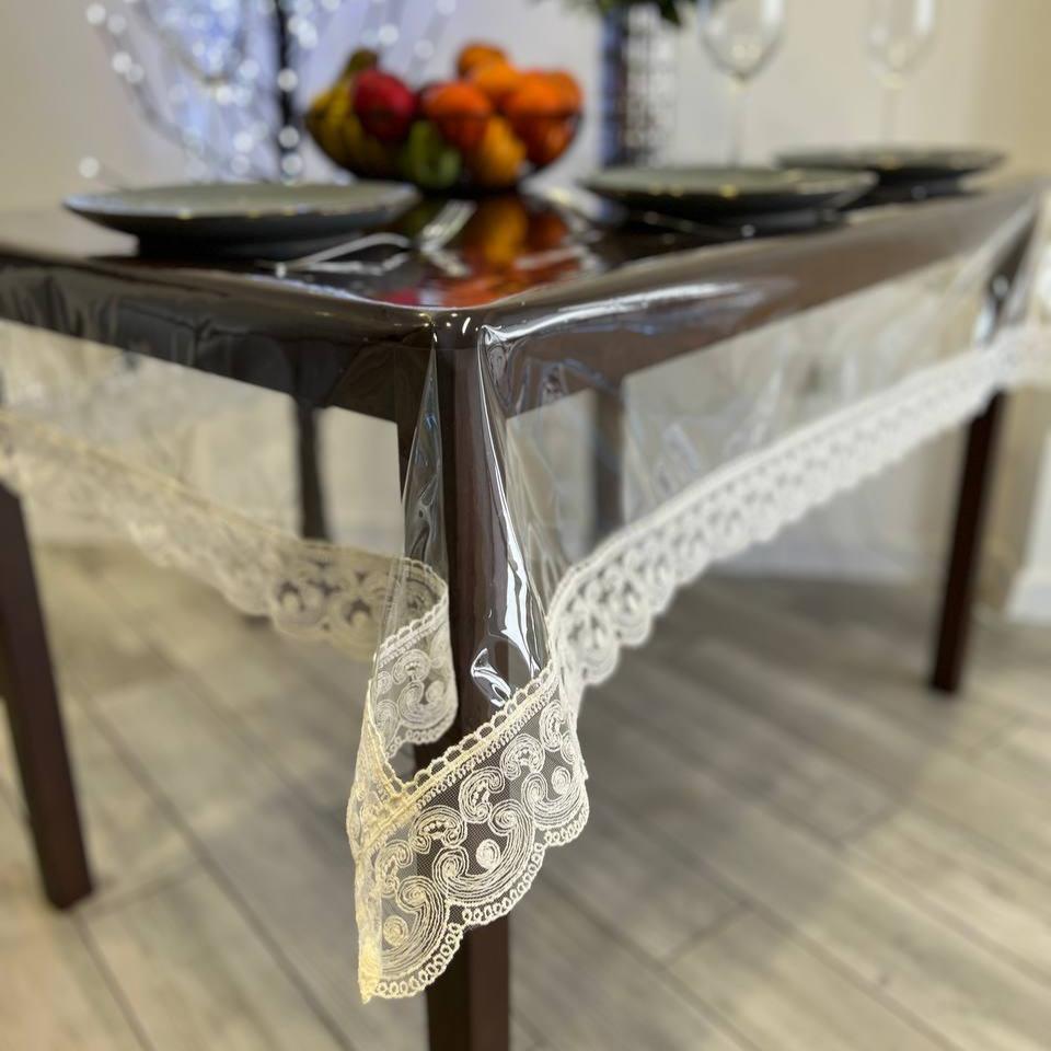 Silicone tablecloth with Rendezvous lace, color: Milk (custom size or standard size)