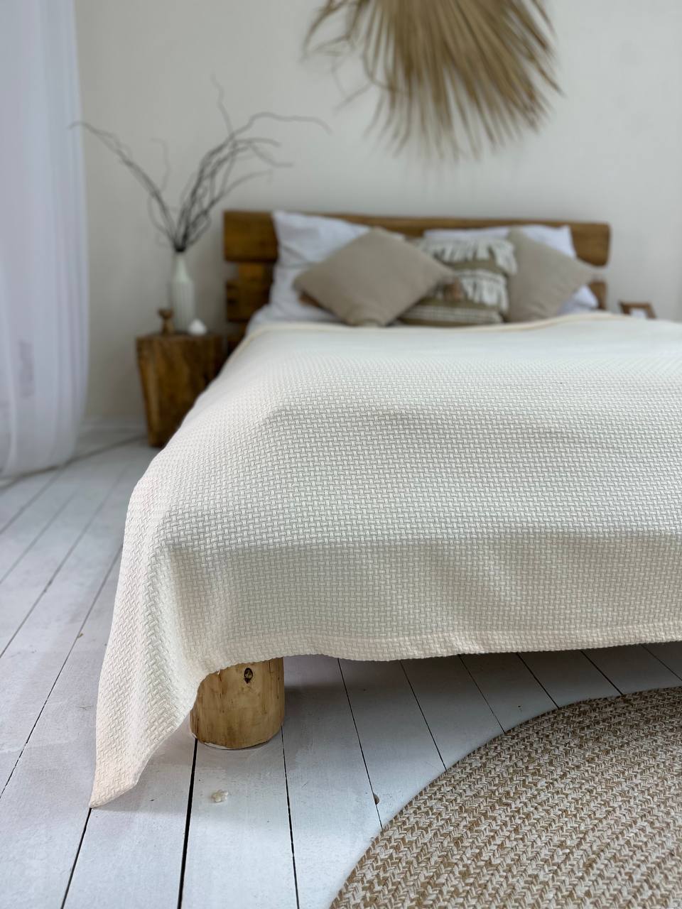 Сotton bedspread "Soft", milk color