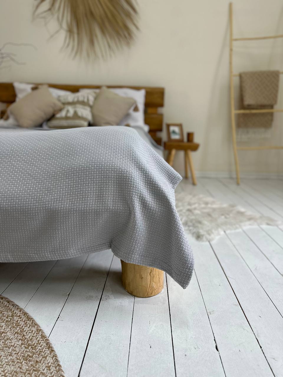 Сotton bedspread "Soft", gray color