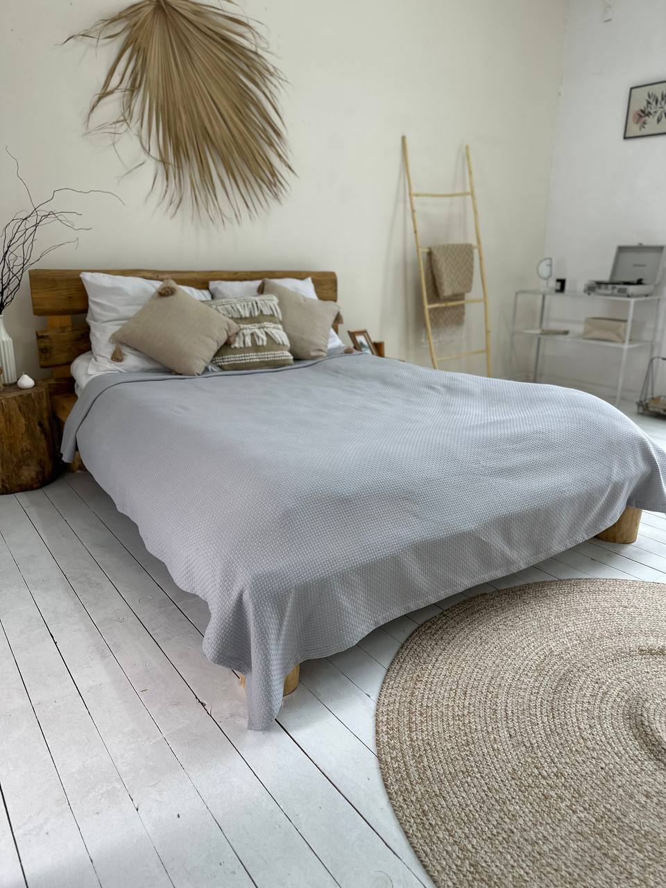 Сotton bedspread "Soft", gray color