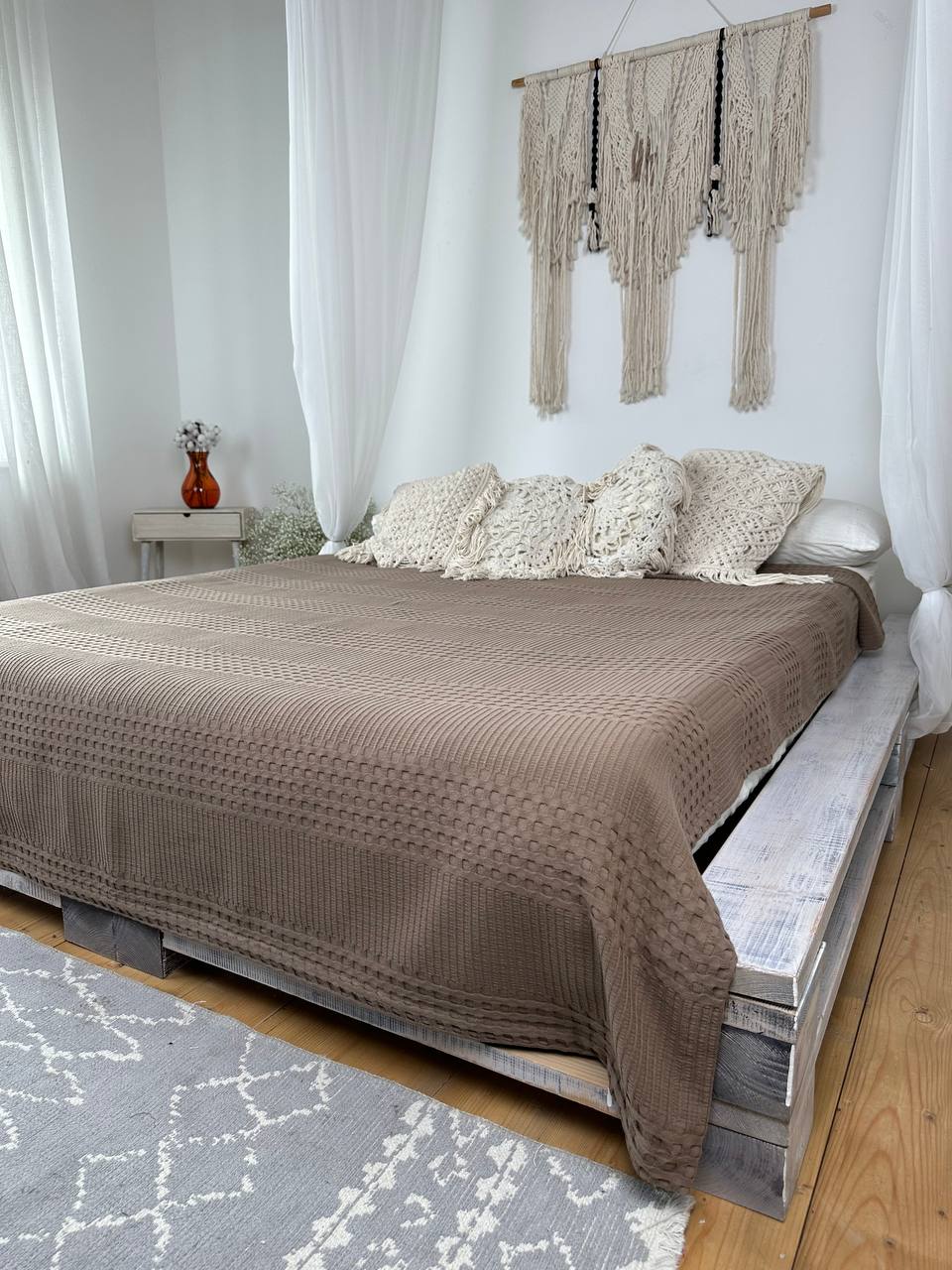 Сotton bedspread "Pike", cappuccino color