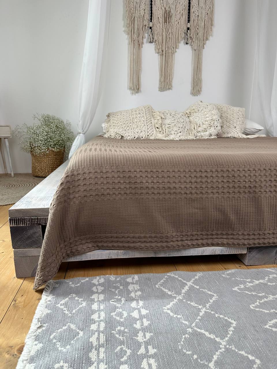 Сotton bedspread "Pike", cappuccino color