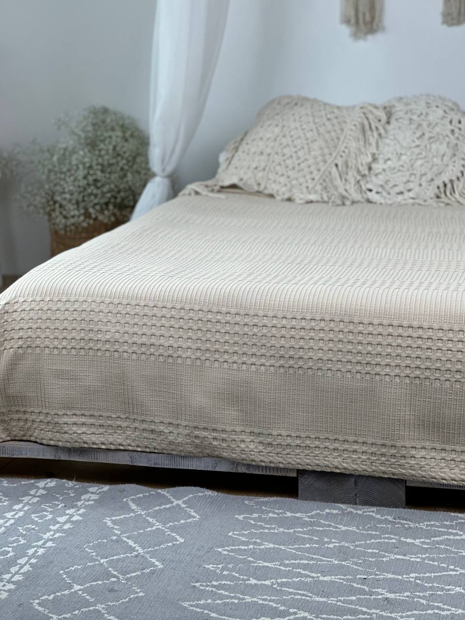 Сotton bedspread "Pike", beige color