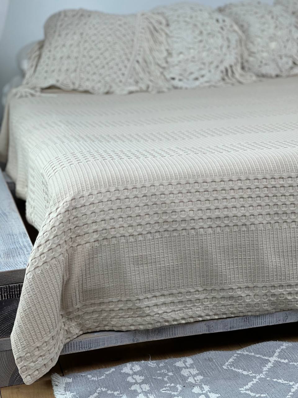 Сotton bedspread "Pike", beige color