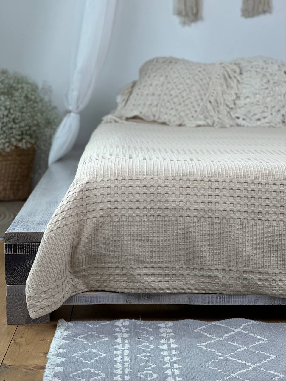 Сotton bedspread "Pike", beige color