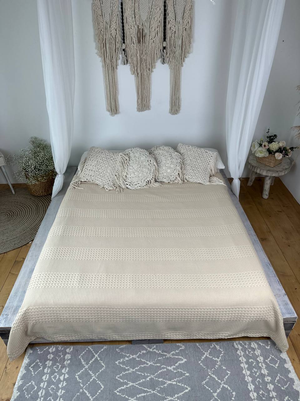 Сotton bedspread "Pike", beige color