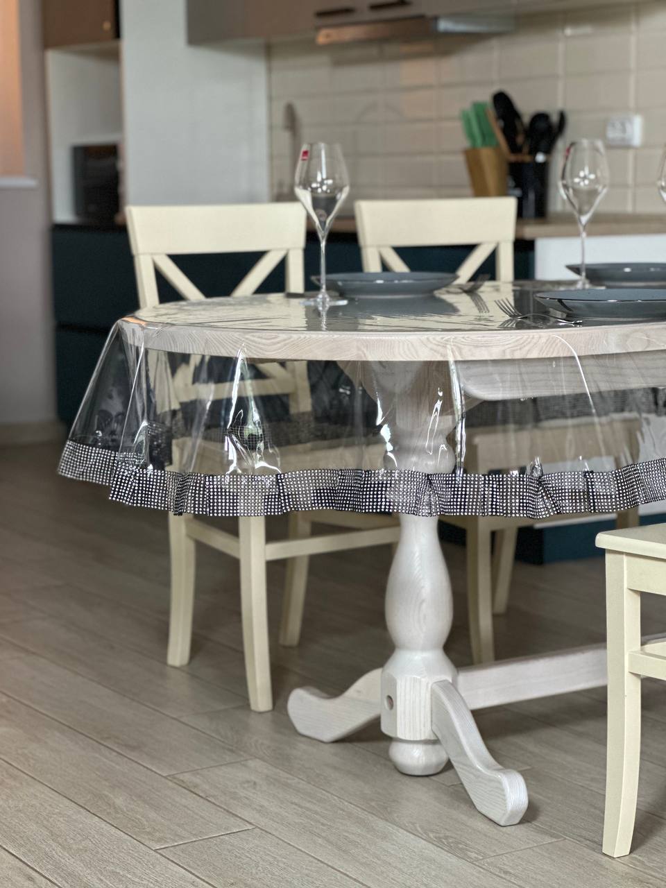 Tablecloth silicone with stones 1 ribbon, color Silver and black (Custom or standard size)