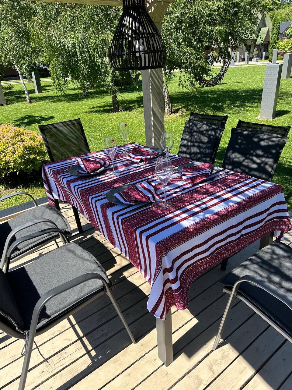 Ukrainian tablecloth embroidered linen, Ukrainian ornament, luxury quality (custom or standard size)