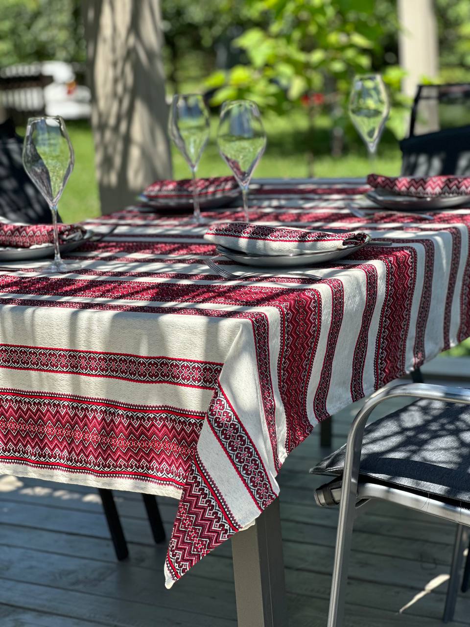 Ukrainian tablecloth embroidered linen, Ukrainian ornament, luxury quality (custom or standard size)