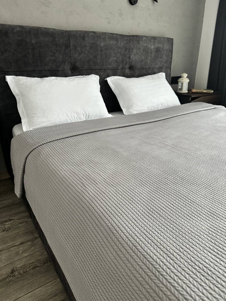 Bedspread "Braid", 100% cotton, gray color