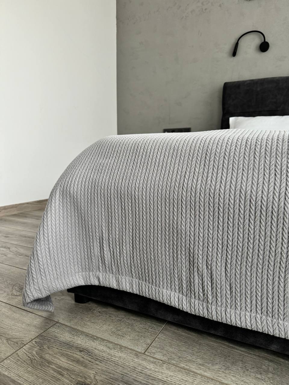 Bedspread "Braid", 100% cotton, gray color