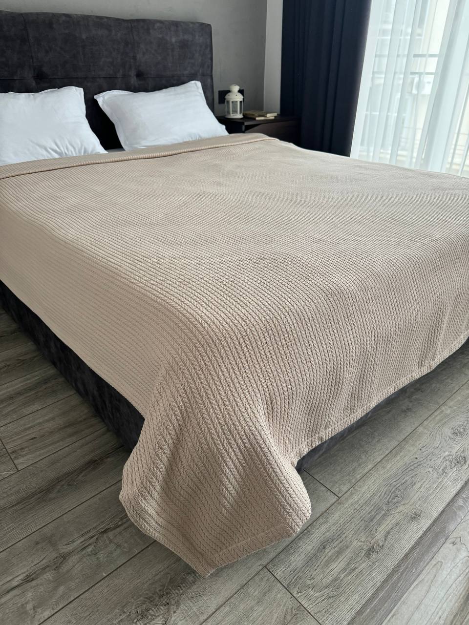 Bedspread "Braid", 100% cotton, beige color