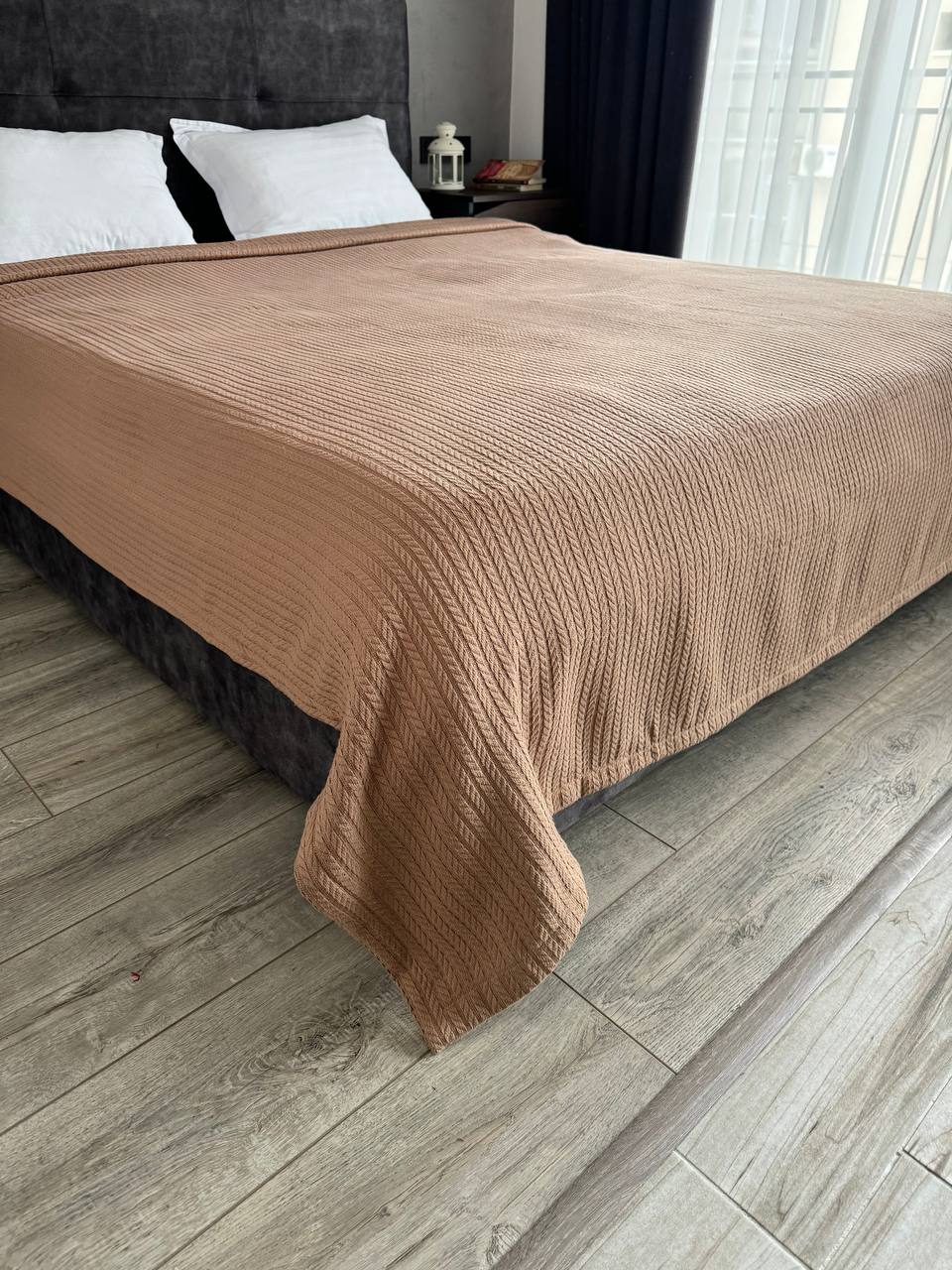 Bedspread "Braid", 100% cotton, brown color