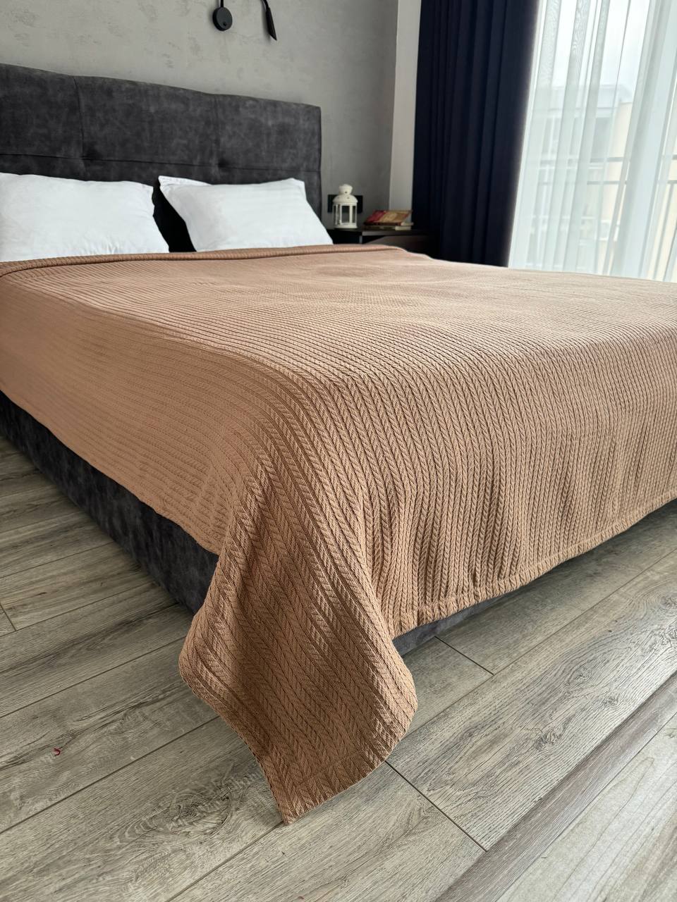 Bedspread "Braid", 100% cotton, brown color