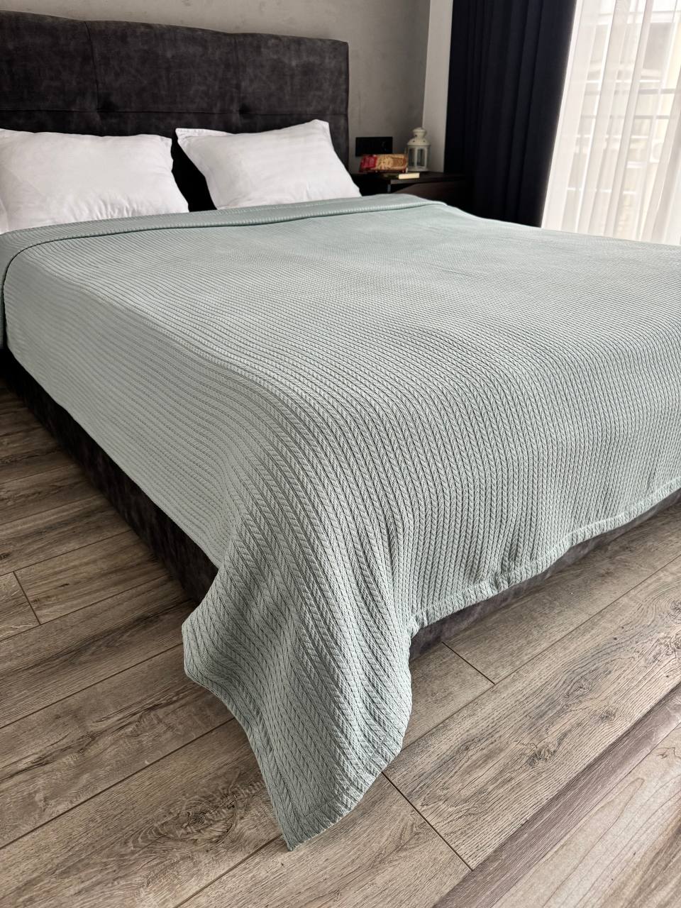 Bedspread "Braid", 100% cotton, mint color