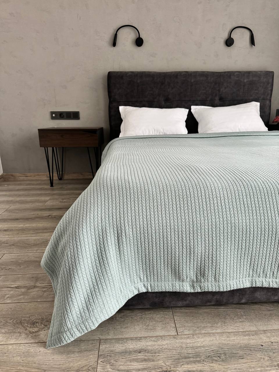 Bedspread "Braid", 100% cotton, mint color