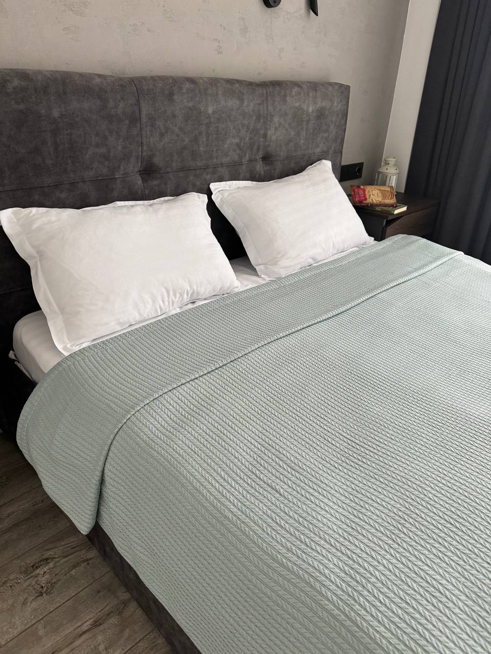 Bedspread "Braid", 100% cotton, mint color