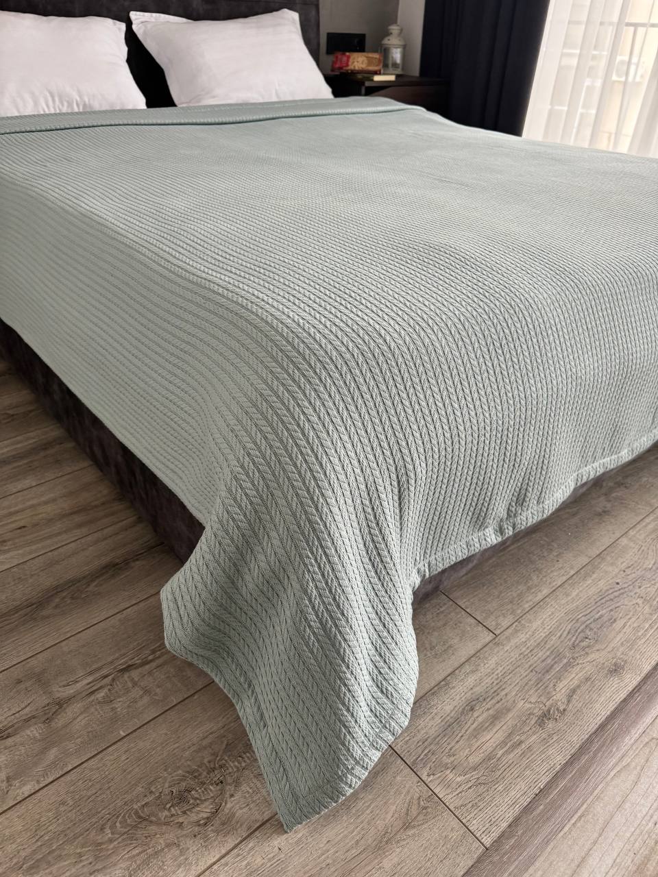 Bedspread "Braid", 100% cotton, mint color