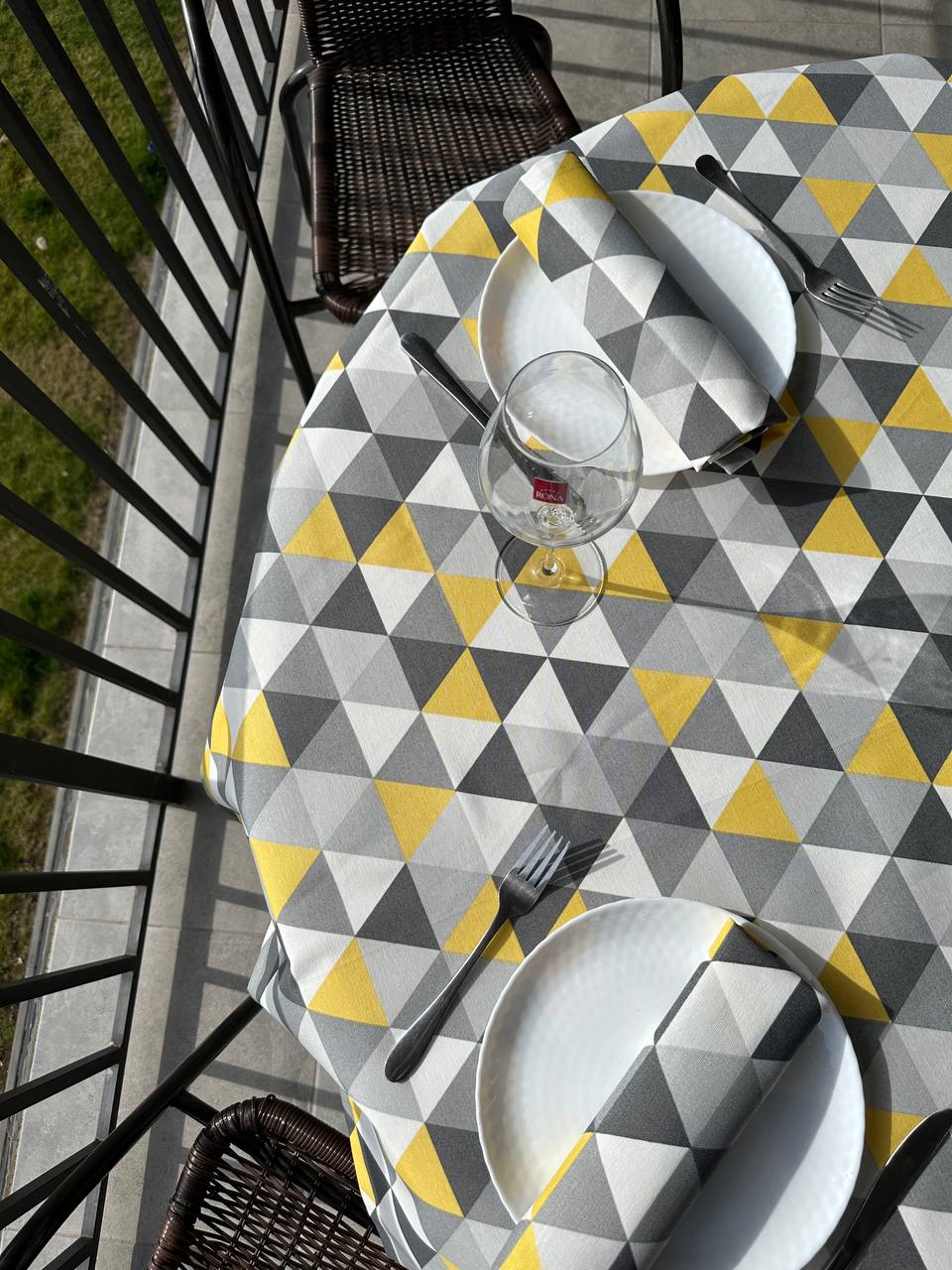 Linen waterproof tablecloth with Teflon, Geometry collection,  luxury quality (custom or standard size)