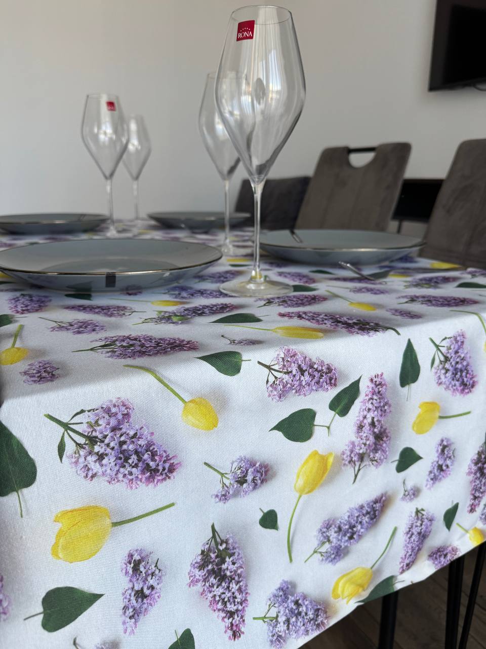 Linen waterproof tablecloth with Teflon, Geometry collection,  luxury quality (custom or standard size)