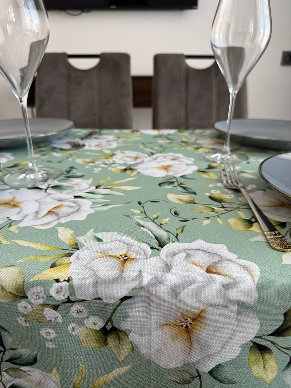 Linen waterproof tablecloth with Teflon, Geometry collection,  luxury quality (custom or standard size)