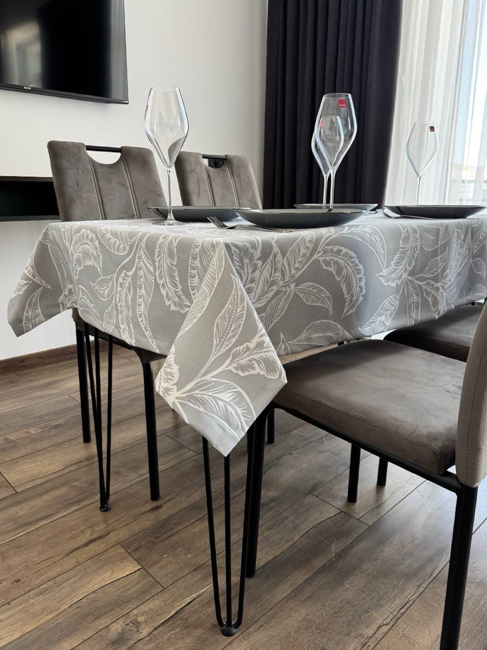 Linen waterproof tablecloth with Teflon, Geometry collection,  luxury quality (custom or standard size)