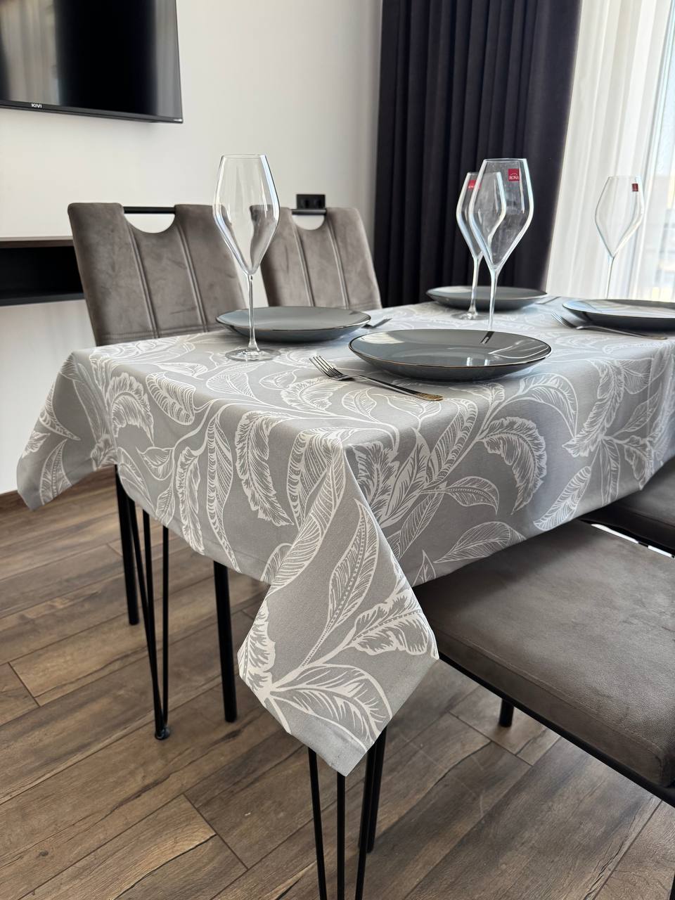 Linen waterproof tablecloth with Teflon, Geometry collection,  luxury quality (custom or standard size)